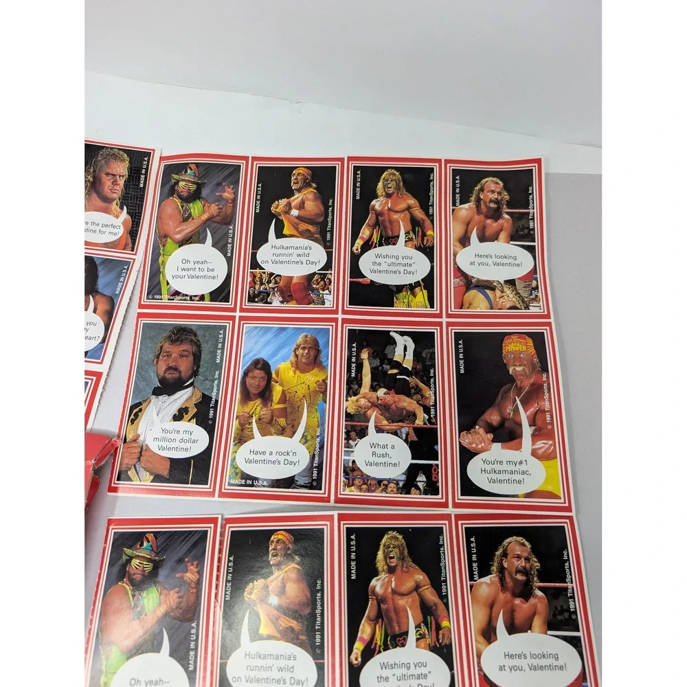 Vintage 1991 WWF Superstars Valentines‎ Cards Uncut Sheets Hulk Hogan Macho Man